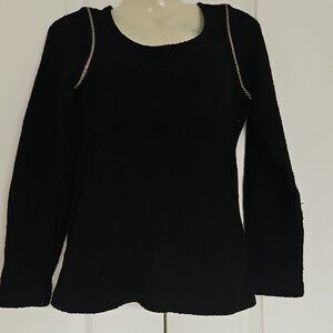 Limited Collection Women's Long Sleeves Sweater Size 8 Black & Gold